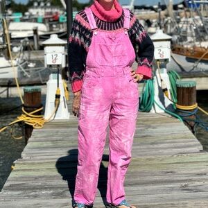 Free People Pink Tie-Dye Overalls Jumpsuit
